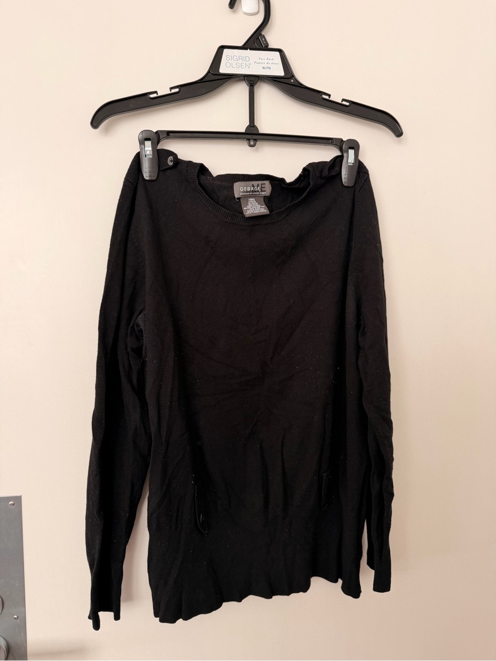 George Black Long Sleeve Crewneck Knit Top